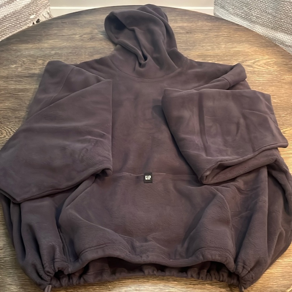 Yeezy Gap engineered Balenciaga padded hoodie polar fleece dark grey.